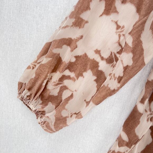 JADE JOHNNY WAS Velvet Burnout Tunic Dress Top Womens Small Tan Rose Sheer - Picture 10 of 12